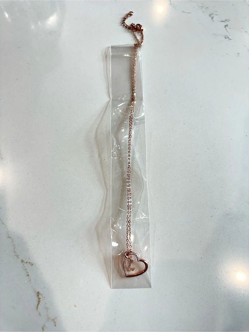 Heart Initial Necklace Rose Gold